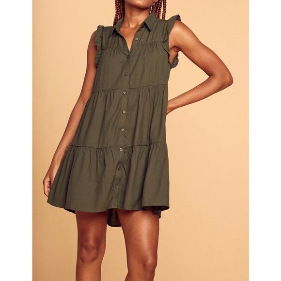 Trixxi Olive Tiered Easy Dress - Picture 8 of 8